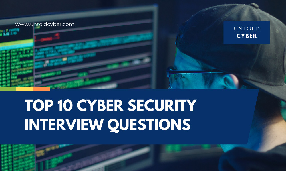 a person with black hat, practising top cyber interview questions from untoldcyber.com